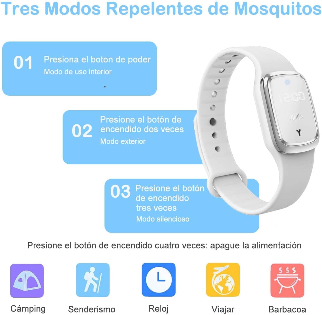Pulseras Repelente de Mosquitos Ultrasónico Blanco - additional image 2